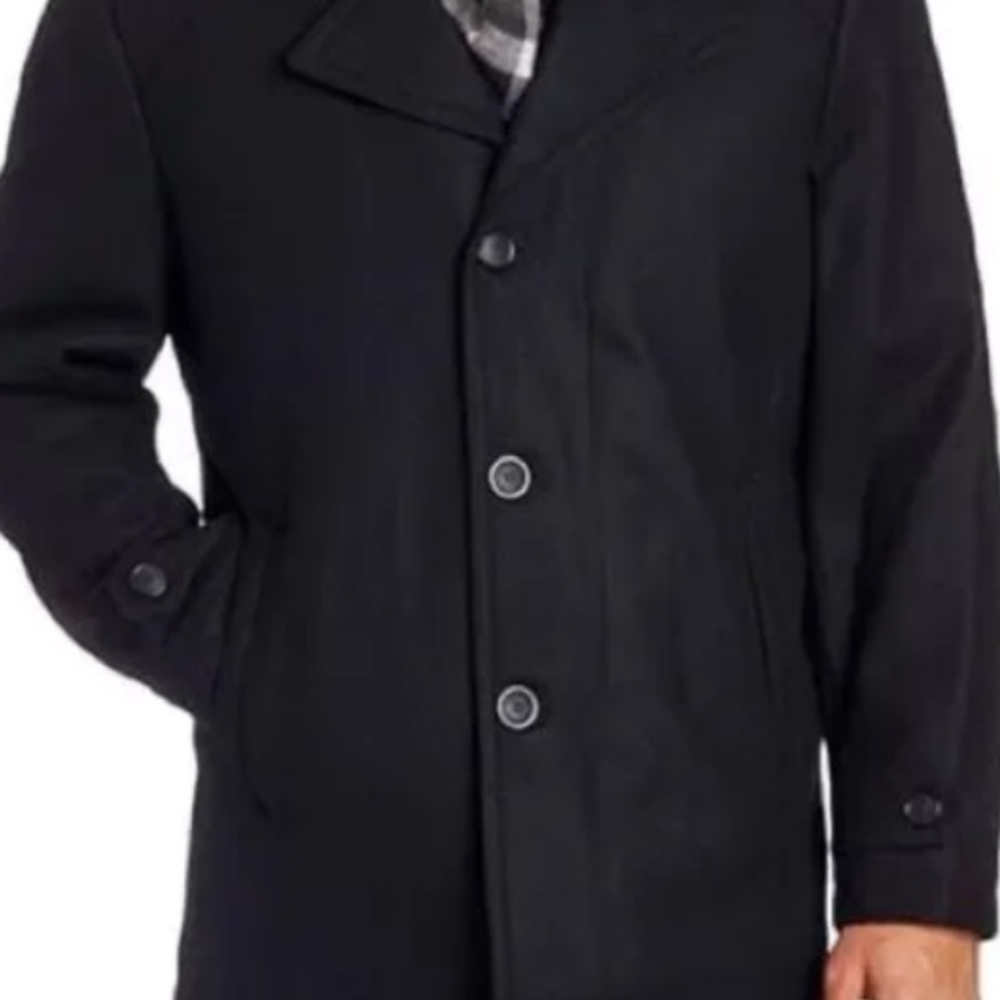Michael Kors Elegant Black Men's Wool Coat Size 2XL